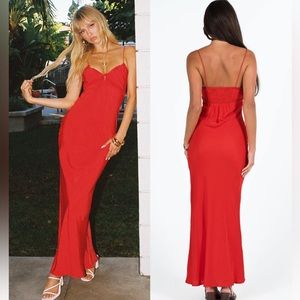 Princess Polly Emily Maxi Dress Red 8 NEW